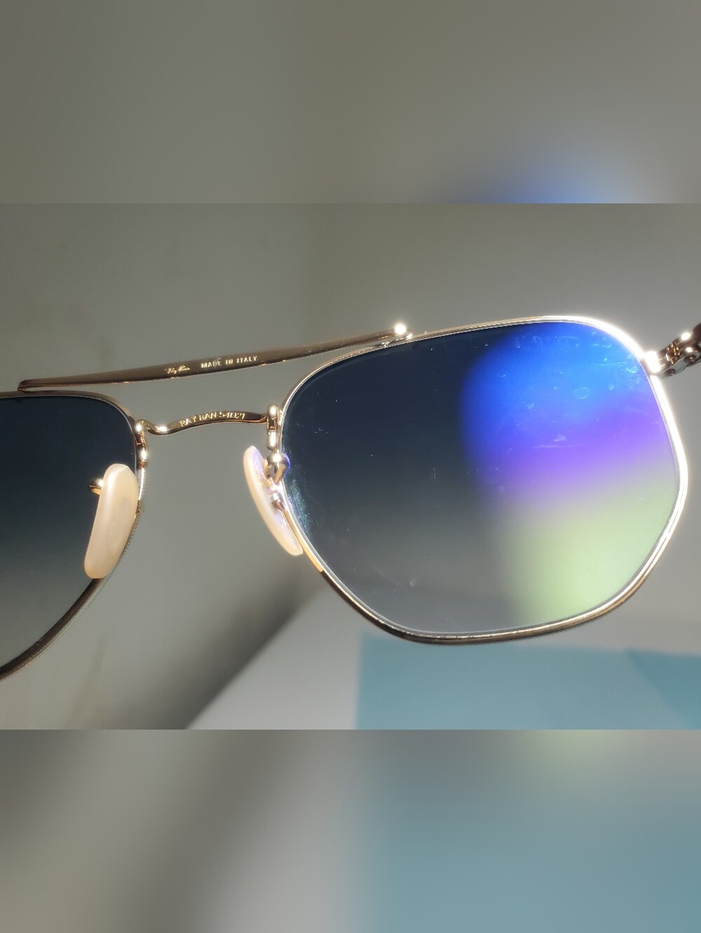 Ray-Ban The Marshal Gold Aviator Sunglasses with Blue Gradient Lenses - Picture 6 of 8